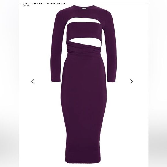 NWT SER.O.YA Kepla eggplant midi Dress cut out bodycon Retrofete Sz M - Picture 3 of 12